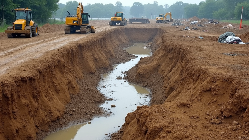 photograph depicting a construction site plagued by improper site preparation